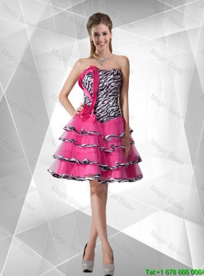 2016 Spring Discount A Line Strapless Prom Dresses with Ruffled Layers