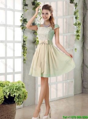 2016 Spring A Line Square Dama Dresses with Bowknot