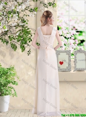 Beautiful V Neck Lace Up Dama Dresseswith Hand Made Flowers