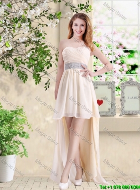 Beautiful V Neck Lace Up Dama Dresseswith Hand Made Flowers