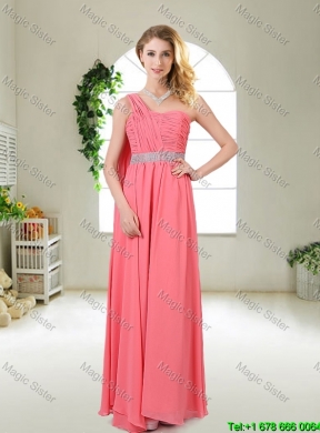 Cheap Watermelon Red Dama Dresses with One Shoulder