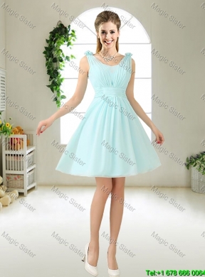 Comfortable Straps Light Blue Dama Dresses with Hand Made Flowers