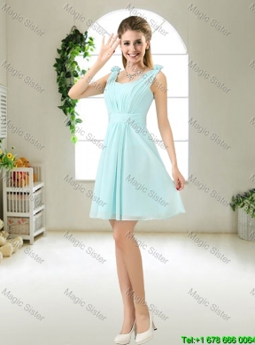 Comfortable Straps Light Blue Dama Dresses with Hand Made Flowers