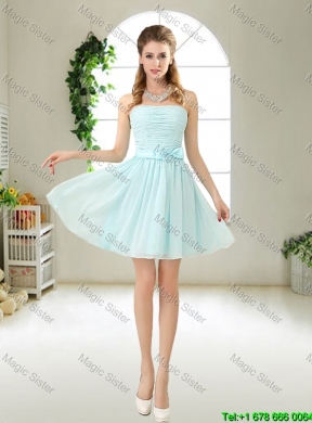 Comfortable Straps Light Blue Dama Dresses with Hand Made Flowers