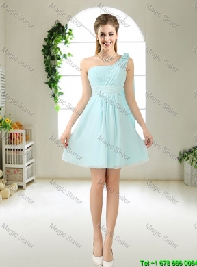 Comfortable Straps Light Blue Dama Dresses with Hand Made Flowers