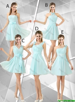 Comfortable Straps Light Blue Dama Dresses with Hand Made Flowers