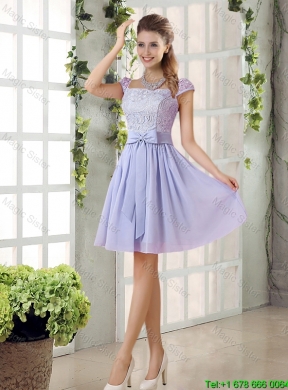 Custom Made A Line Square Bowknot Dama Dresses for 2016