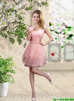 Discount Short One Shoulder Dama Dresses with Hand Made Flowers