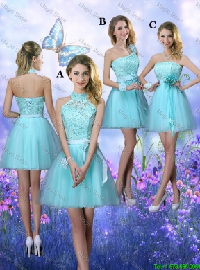 Elegant Halter Top Laced Dama Dresses with Appliques