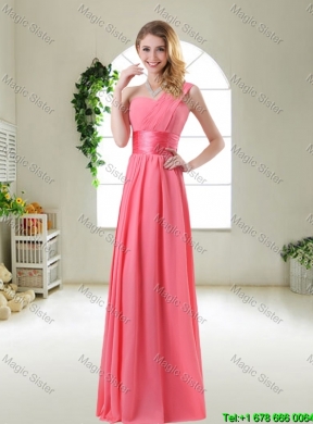 Elegant Strapless Dama Dresses in Watermelon Red