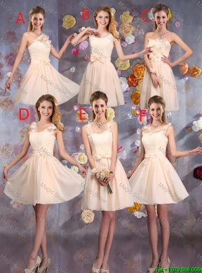 Suitable V Neck Appliques Dama Dresses in Champagne