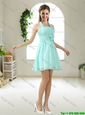 Wonderful Hand Made Flowers Dama Dresses in Apple Green