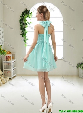 Wonderful Hand Made Flowers Dama Dresses in Apple Green