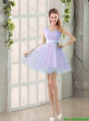 2016 Fall Perfect V Neck Strapless Belt Short Dama Dresses