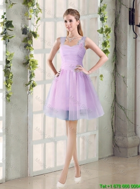 2016 Summer A Line Straps Ruching Dama Dresses with Hand Made Flowers