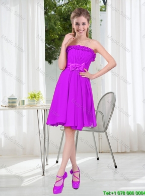 A Line Strapless Bowknot Short Dama Dresses