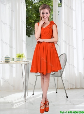 A Line Straps Hand Made Flowers Dama Dresses for 2016 Fall