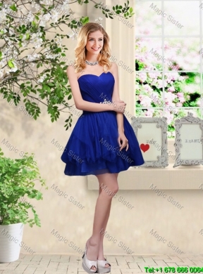 Wonderful Mini Length Royal Blue Dama Dresses with Appliques