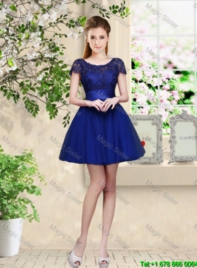 Wonderful Mini Length Royal Blue Dama Dresses with Appliques
