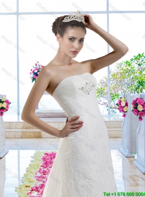 Beautiful 2016 Mermaid Laced Wedding Dresses with Watteau Train