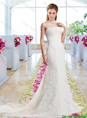 Beautiful Column Laced 2016 Bridal Gowns with Strapless