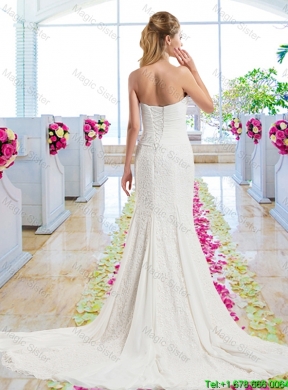 Beautiful Column Laced 2016 Bridal Gowns with Strapless