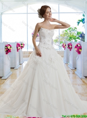 Classical A Line Court Train Wedding Dresses for Garden