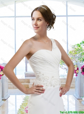Designer Column One Shoulder Wedding Dresses for Beach