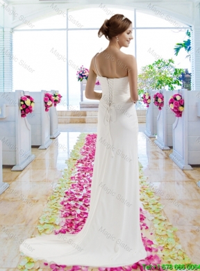 Designer Column One Shoulder Wedding Dresses for Beach