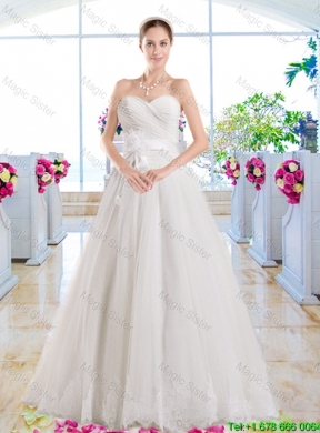 Exquisite Appliques Sweetheart Bridal Dresses with A Line