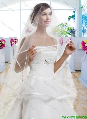 Fashionable Ruffled Layers Bridal Dresses with Brush Train