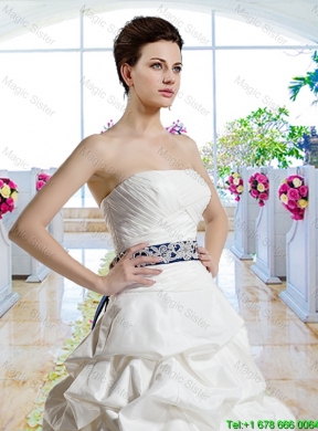 Gorgeous Sashes 2015 Bridal Gowns with Chapel Train
