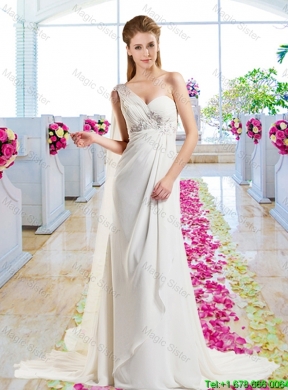 Latest Empire Beaded Wedding Dresses with One Shoulder