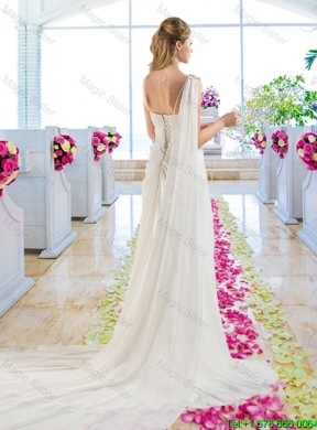 Latest Empire Beaded Wedding Dresses with One Shoulder