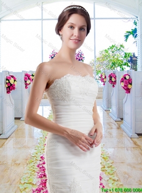 Hot Sale Mermaid Strapless Wedding Dresses with Ruffles