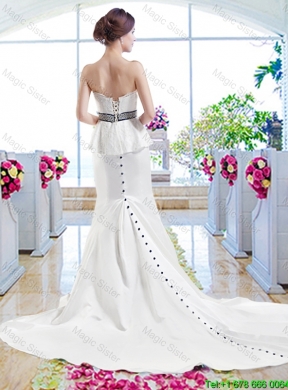 Inexpensive Mermaid Wedding Dresses with Lace and Belt