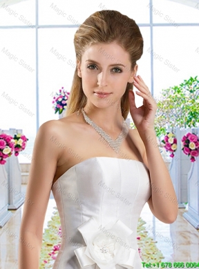 Simple Hand Made Flowers Wedding Dresses with Column