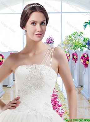Wonderful A Line One Shoulder Wedding Dresses with Appliques