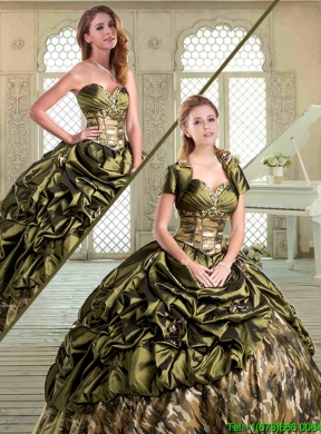 DINGZAN Pick Up Ball Quinceanera Dresses Floor Length Camo 