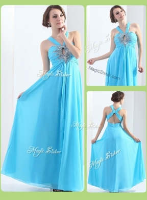Beautiful  Halter Top Criss Cross Prom Dresses with Beading