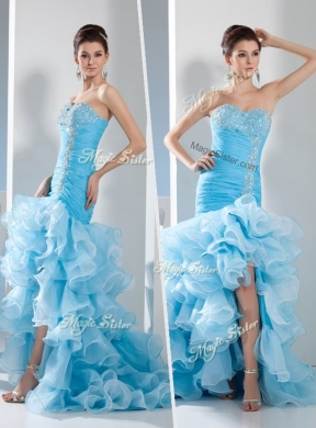 Beautiful  Mermaid Sweetheart Ruffled Layers Prom Dress in Aqua Blue