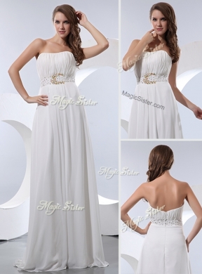 Discount Empire Strapless Beading Discount Evening Dresses in White