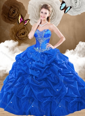 Simple Brush Train Sweetheart Quinceanera Dresses with Pick Ups