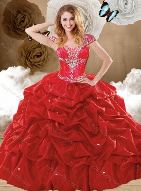 Simple Brush Train Sweetheart Quinceanera Dresses with Pick Ups