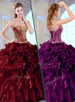 Wonderful Ball Gown Sweetheart Sweet 16 Dresses with Ruffles and Appliques