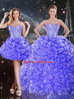 Purple Sweetheart Neckline Beading and Ruffles Quinceanera Dresses Sleeveless Lace Up