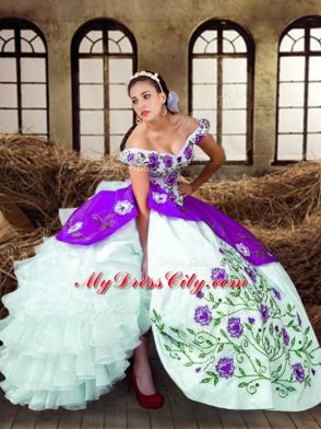Off The Shoulder Sleeveless Lace Up Sweet 16 Dress Multi-color Taffeta