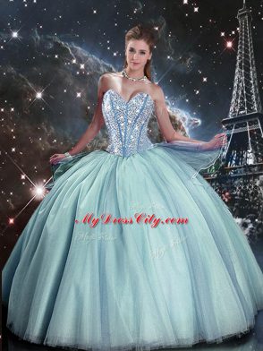 Sleeveless Beading Lace Up Quinceanera Gown