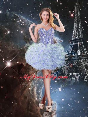 Organza Sweetheart Sleeveless Lace Up Beading and Ruffles Sweet 16 Dresses in Lavender