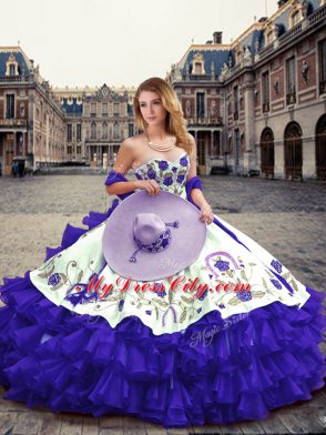 Sweetheart Sleeveless Lace Up Quinceanera Dresses Purple Organza